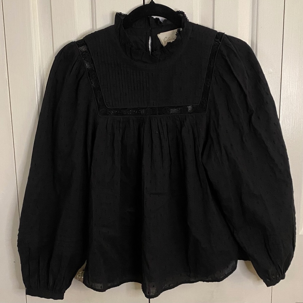 Cleobella Black Prairie blouse with sheer parts size XS